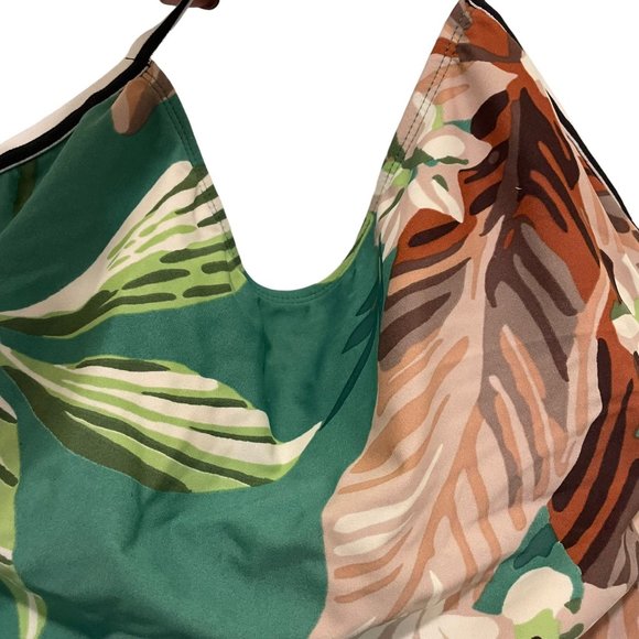 Xhilaration Womens Swimsuit High cut Leg Cross Back One PieceGreen Floral - Picture 5 of 7